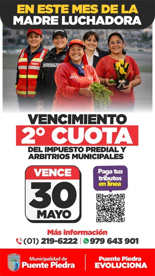 Vencimiento 2° Cuota del Impuesto Predial y Arbitrios Municipales