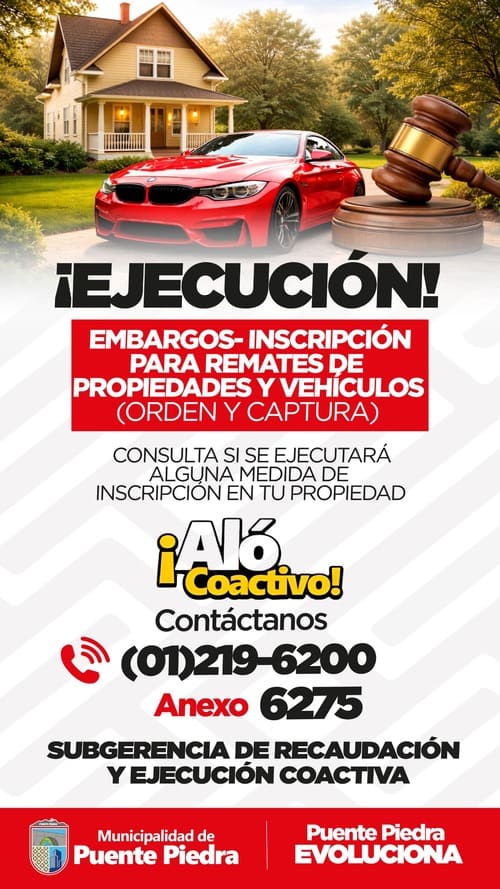 Embargos - Inscripción para remates de propiedades y vehículos (Orden y Captura)